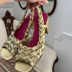 Brand New✨Trina Turk Braided Leather Block Heel, Size 7